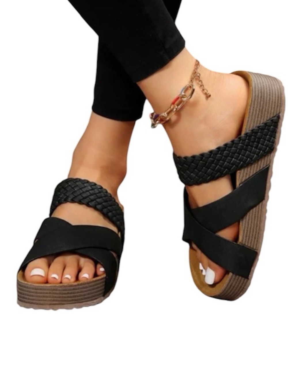 NWT‎ Harper & Lane Black Savannah Orthopedic Comfort Walking Sandals